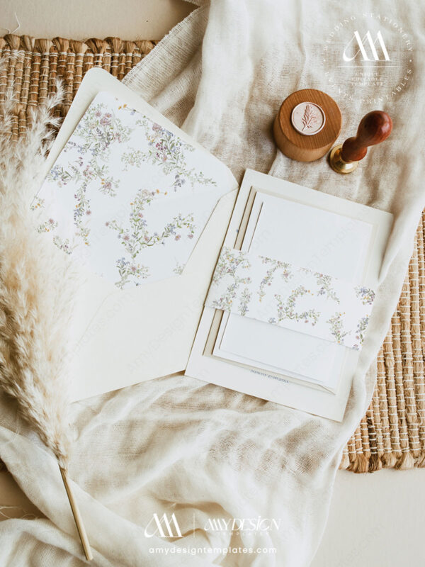 Boho Wildflower Wedding Invitation BUNDLE | 50+ Editable Templates Full Suite Boho Wildflower Wedding Invitation BUNDLE | Wedding Set