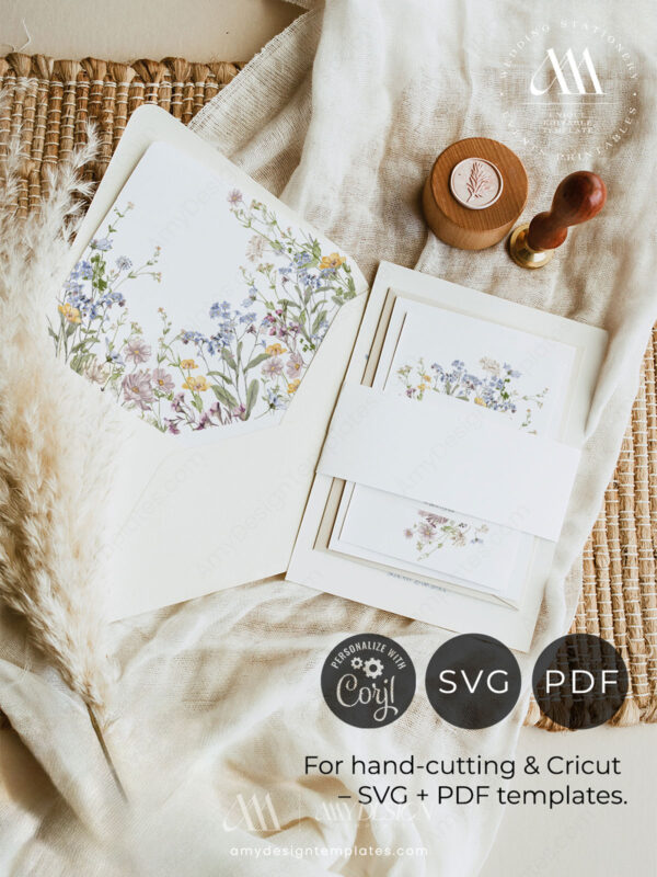 Wildflower Envelope Liner Template | DIY Envelope Liner A7 Flap | Printable Envelope Liner 5x7