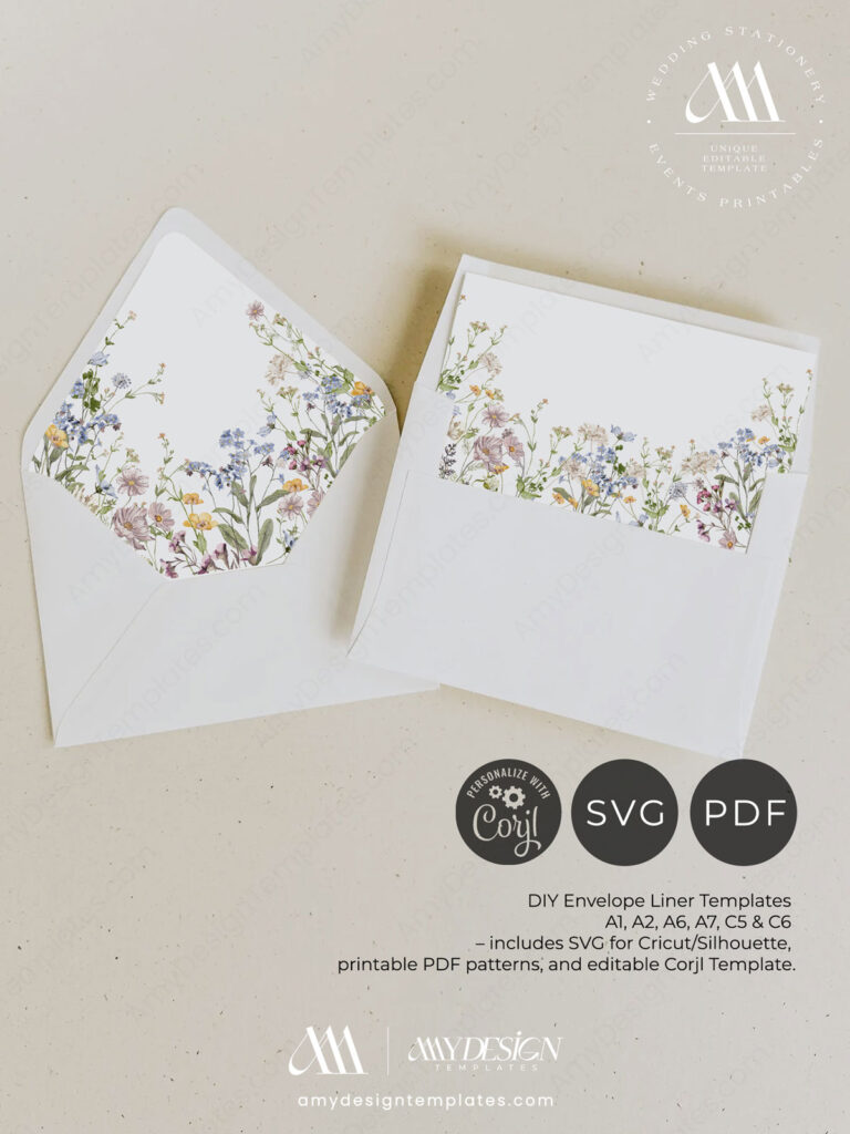 Wildflower Envelope Liner Template DIY Envelope Liner A7 Flap
