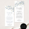 Blue Floral Thank You Place Card Template | Printable Menu Thank You Card Instant Download | Wildflower Wedding Themed Blue Floral Thank You Place Card Template | Printable Menu Thank You Card Instant Download | Wildflower Wedding Themed