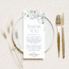 Blue Floral Thank You Place Card Template | Printable Menu Thank You Card Instant Download | Wildflower Wedding Themed