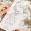 Printable Menu Thank You Template | Wildflower Wedding Napkin Menu Cards | Place Setting Thank You Note