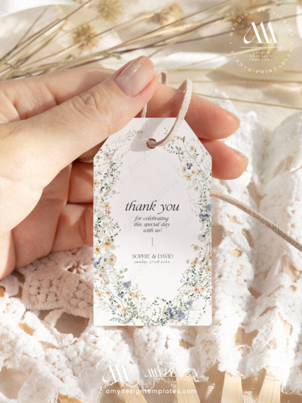 Whimsical Thank You Labels Template Editable | Favor Tags Printable | Instant Download