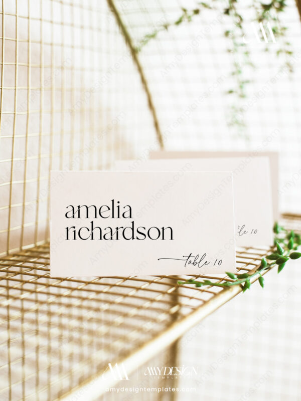 Modern Minimalist Wedding Template BUNDLE | 50+ Templates Invitations, Menu & Signs Modern Minimalist Wedding Template BUNDLE | Place card D008