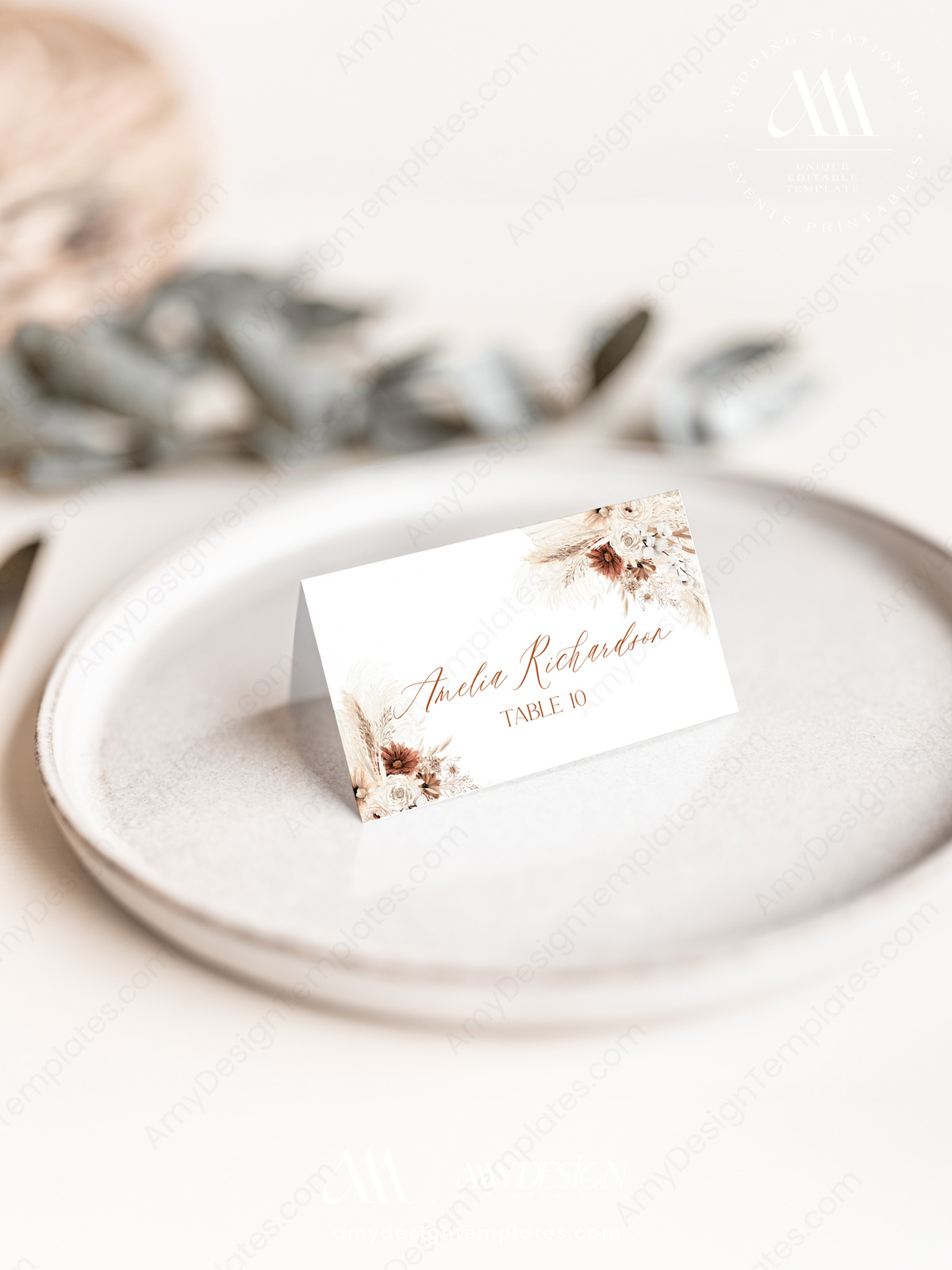 Rustic Boho Place Card Template | Bohemian Wedding Guest Seating Card | Escort Cards Digital Download Rustic Boho Place Card Template | Bohemian Wedding Guest Seating Card | Escort Cards Digital Download - Image 5