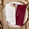 Burgundy Wedding Menu Thank You Card Template | Boho Wedding Napkin Note Printable Cards Burgundy Wedding Menu Thank You Card Template | Boho Wedding Napkin Note Printable Cards