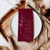 Burgundy Wedding Menu Thank You Card Template | Boho Wedding Napkin Note Printable Cards Burgundy Wedding Menu Thank You Card Template | Boho Wedding Napkin Note Printable Cards