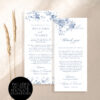 Blue French Toile Wedding Invitations Template BUNDLE | Monogram Wedding Invites, Menu & Signs Wedding Monogram Table Thank You Card | Place Setting Thank You Letter | French Toile Blue Wedding Napkin Template
