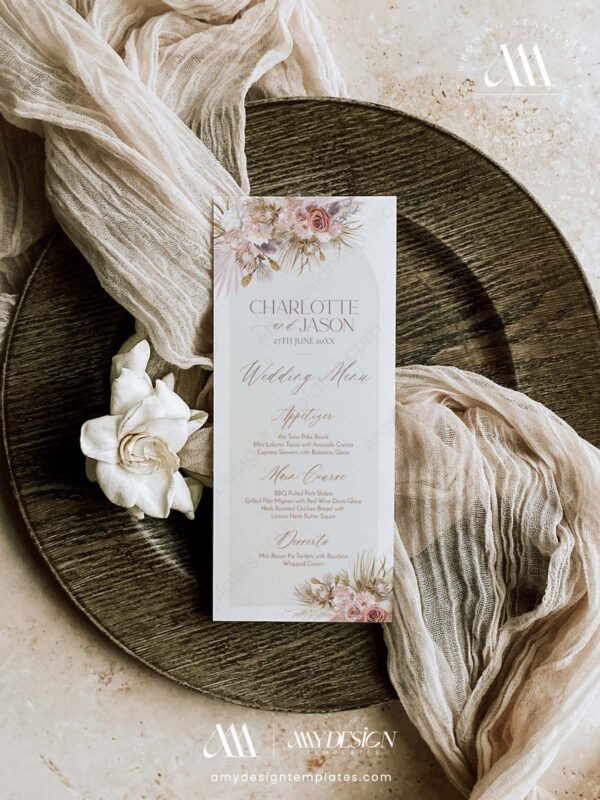 Pink Bohemian Wedding Invitations Template BUNDLE | 50+ Editable Dusty Rose Invitation Suite & Boho Signs 50+ Pink Bohemian Wedding Invitations Template BUNDLE | Wedding Menus