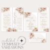 Floral Wedding Menu Template | Dessert Menu Printable | DIY Wedding Menu | Mauve Pink Bohemian
