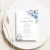 D018 Blue Watercolor Floral Menu Template 3