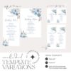 D018 Blue Watercolor Floral Menu Template 6