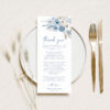 Blue Wedding Napkin Place Setting Menu | Welcome and Thank You Note | Wedding Decor Table Instant Download