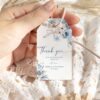Blue Bohemian Wedding Template BUNDLE | 50+ Editable Dusty Blue Invitation Suite & Boho Signs Dusty Blue Wedding Favor Tags Template | Boho Floral Shower Tags Printable