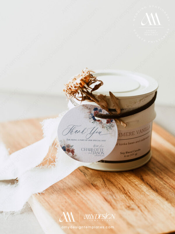 Navy Blue Wedding Welcome Sign Template | Boho Wedding Signage Printable Boho Navy Rust Terracotta Wedding Tags Editable | Bridal Shower Thank You Tags Printable