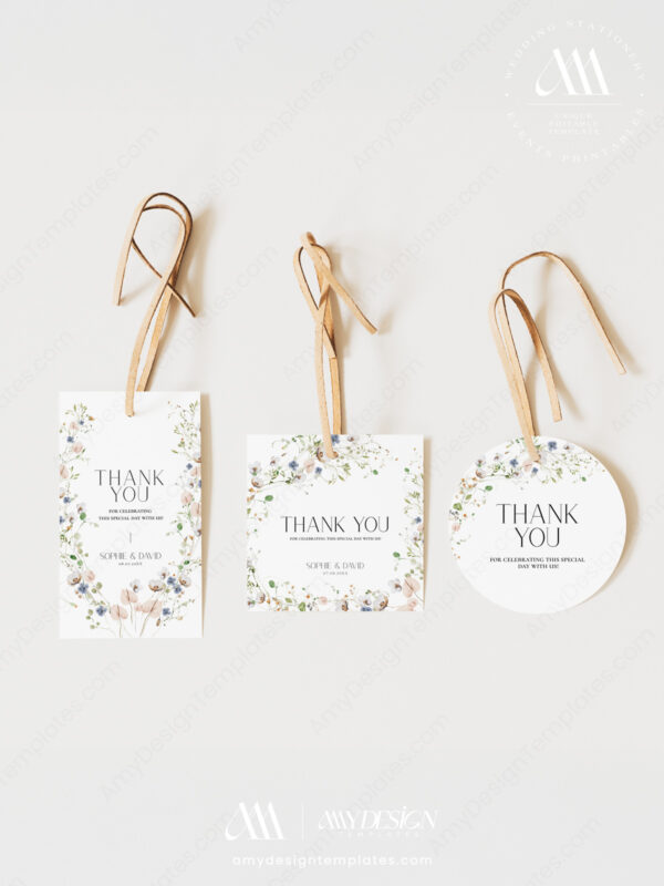 Botanical Wedding Favor Tags Editable | Personalized Shower Thank You Tags Printable Download