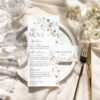 Whimsical Wedding Menu Template | Dinner Menu Cards | Elegant Wedding Bridal Shower Menu Cards