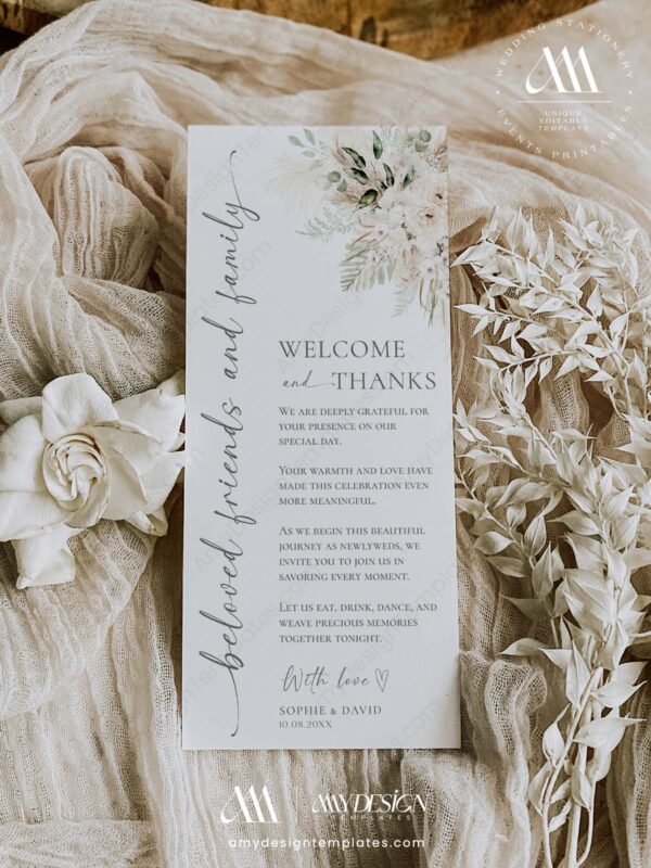 Alternative view of Greenery Wedding Thank You Card Printable | Editable Napkin Thank You Note Template | Sage Green Boho Wedding