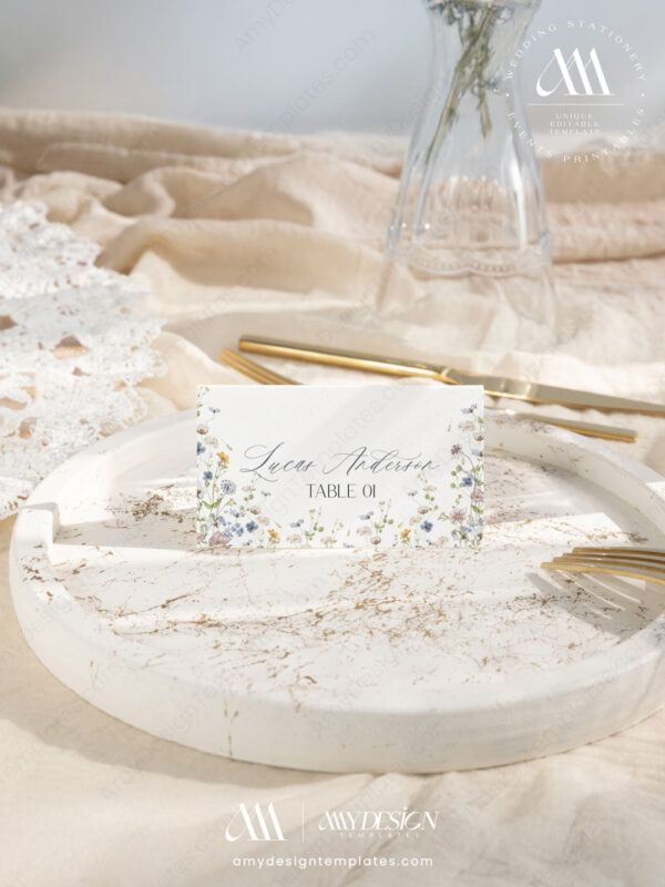 Wildflower Wedding Bundle Template | All-in-One Floral Wedding Templates Invitations & Signs Wildflower Wedding Bundle Template | Place Cards