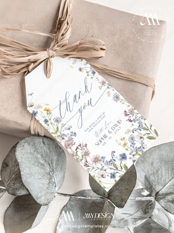 Wildflower Thank You Favor Tags Editable | Wedding Favor Printable | Birthday Thank You Labels