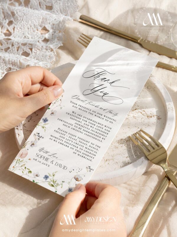 DIY Wedding Place Setting Thank You Note