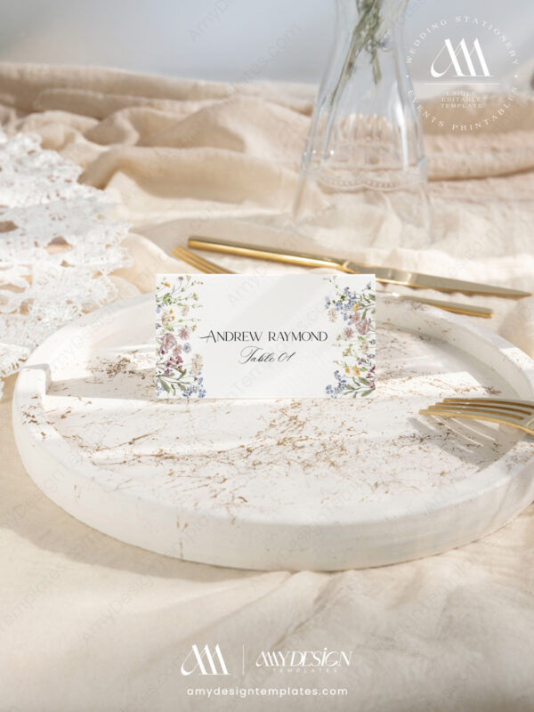 Wildflower Botanical Wedding Bundle | Complete Wedding Stationery Kit 50+ Templates Wildflower Botanical Wedding Bundle | Place Cards