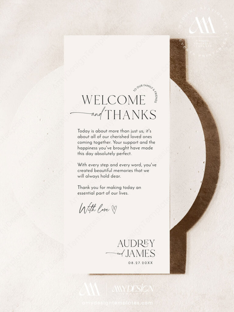 Elegant Modern Wedding Table Thank You Template | Minimal Thank You ...