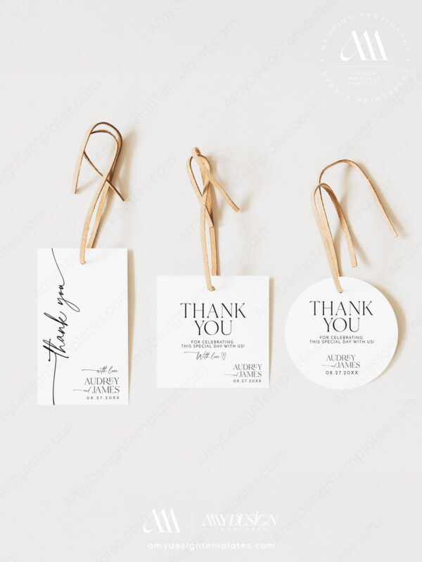 Modern Minimalist Wedding Favor Tags Editable | Thank You Tags Printable