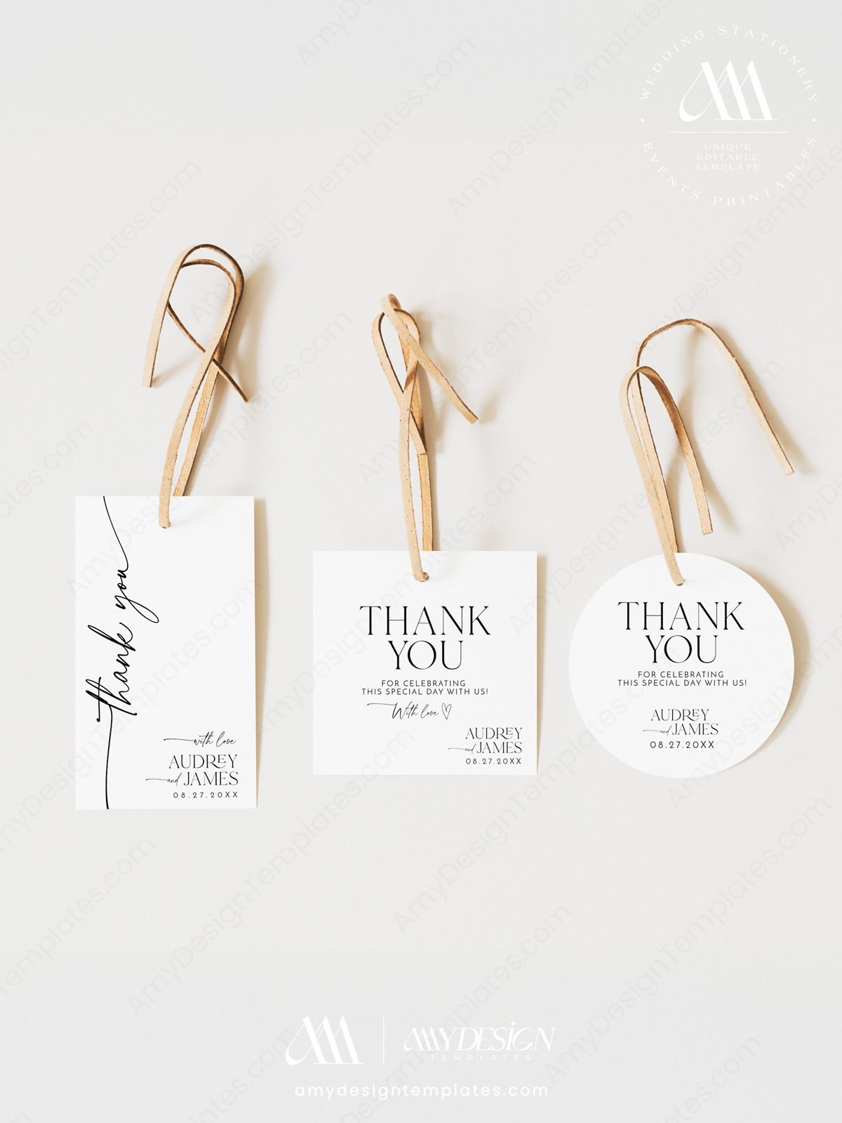 Modern Minimalist Wedding Favor Tags Editable | Thank You Tags Printable