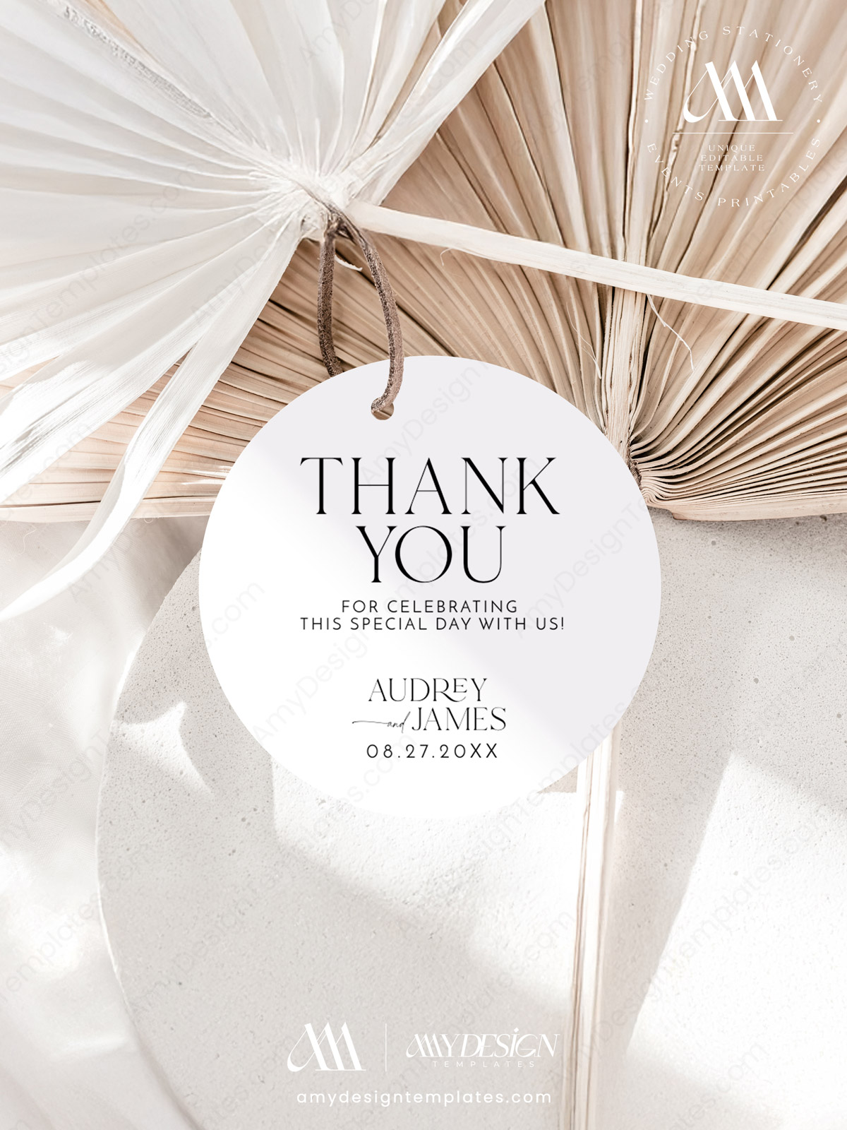 Modern Minimalist Wedding Favor Tags Editable | Thank You Tags Printable