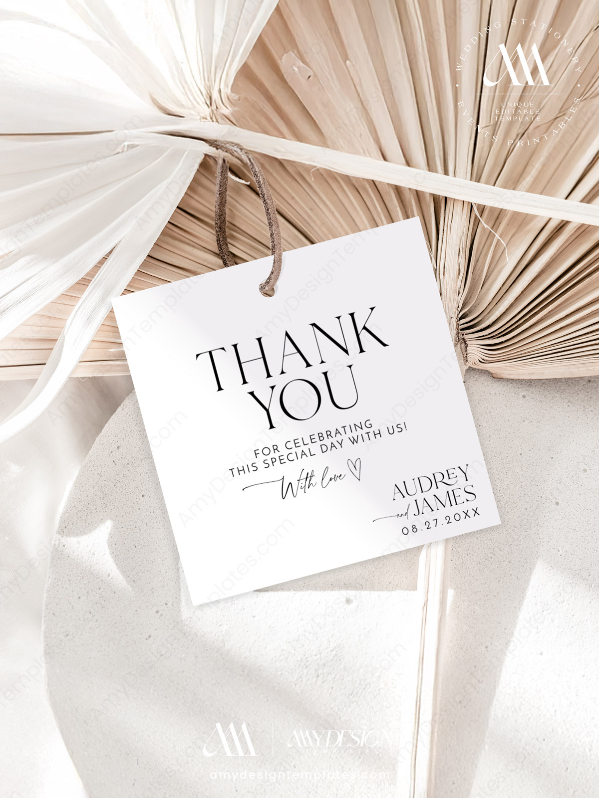 Modern Minimalist Wedding Favor Tags Editable | Thank You Tags Printable
