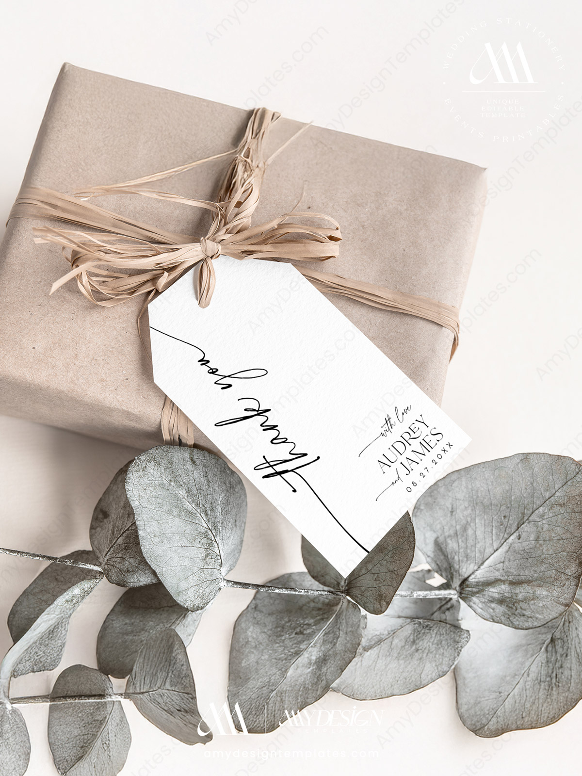 Modern Minimalist Wedding Favor Tags Editable | Thank You Tags Printable