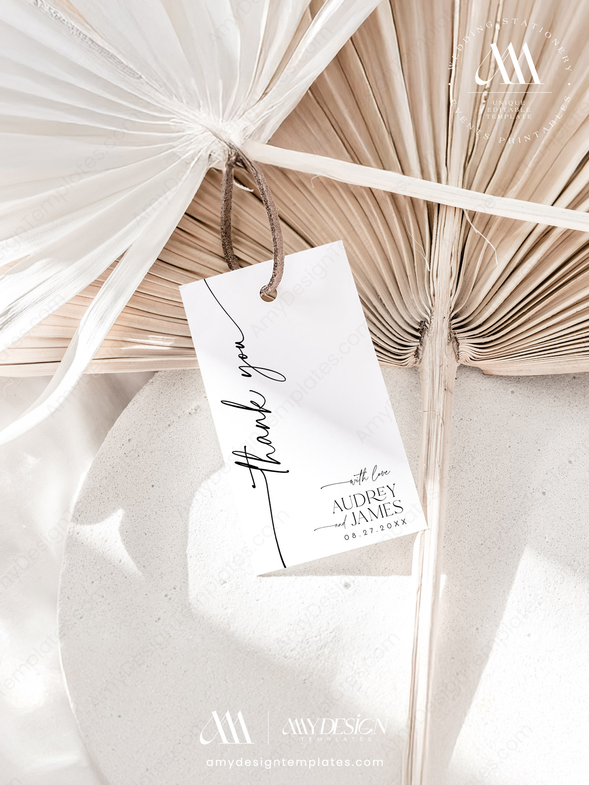 Modern Minimalist Wedding Favor Tags Editable | Thank You Tags Printable