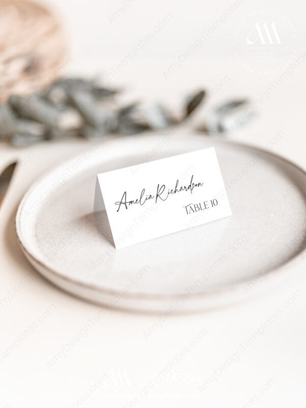 Alternative view of Personalized Wedding Place Cards Template | Minimalist Wedding Table Name Card with Meal Icons | Printable Cards