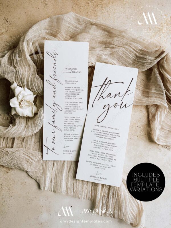 Wedding Thank You Napkin Note Printable Template | DIY Wedding Table Place Setting Thank You Editable | Instant Download
