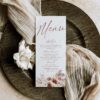Editable Terracotta Menu Card | Boho Rust Wedding Menu Template | Terracotta Menu Template