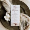 Editable Terracotta Menu Card | Boho Rust Wedding Menu Template | Terracotta Menu Template