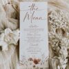 Editable Terracotta Menu Card | Boho Rust Wedding Menu Template | Terracotta Menu Template