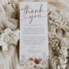 Terracotta Wedding Napkin Note Template Printable | Rust Boho Template Printable Place Setting Thank You | Instant Download