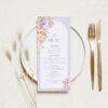 Spring Floral Menu Place Card Template | Shower Brunch Menu Template | Purple Peach Floral Wedding Menu Printable Table Decor
