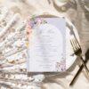 Spring Floral Menu Place Card Template | Shower Brunch Menu Template | Purple Peach Floral Wedding Menu Printable Table Decor