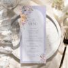 Spring Floral Menu Place Card Template | Shower Brunch Menu Template | Purple Peach Floral Wedding Menu Printable Table Decor