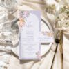 Spring Floral Menu Place Card Template | Shower Brunch Menu Template | Purple Peach Floral Wedding Menu Printable Table Decor
