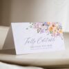 Purple Wedding Place Card Template with Meal Choice Icons | Escort Cards | Place Card Wedding | Flat & Foldable Card Spring Floral Menu Place Card Template | Shower Brunch Menu Template | Purple Peach Floral Wedding Menu Printable Table Decor