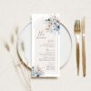 Blue Menu Card Template Editable | Boho Wedding Menu Template | Dinner Menu Printable Card | Wedding Table Decor