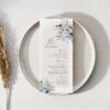 Blue Menu Card Template Editable | Boho Wedding Menu Template | Dinner Menu Printable Card | Wedding Table Decor