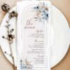 Blue Menu Card Template Editable | Boho Wedding Menu Template | Dinner Menu Printable Card | Wedding Table Decor