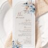 Blue Menu Card Template Editable | Boho Wedding Menu Template | Dinner Menu Printable Card | Wedding Table Decor