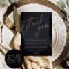 Elegant Table Thank You Note Template Printable | Table Setting Thank You Card | Black Gold Printable Cards | Thank You Napkin Note