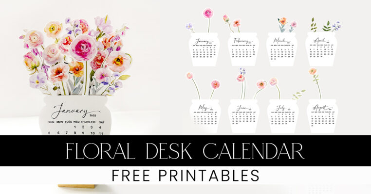 Free Printables Floral Calendar Desk SVG PDF